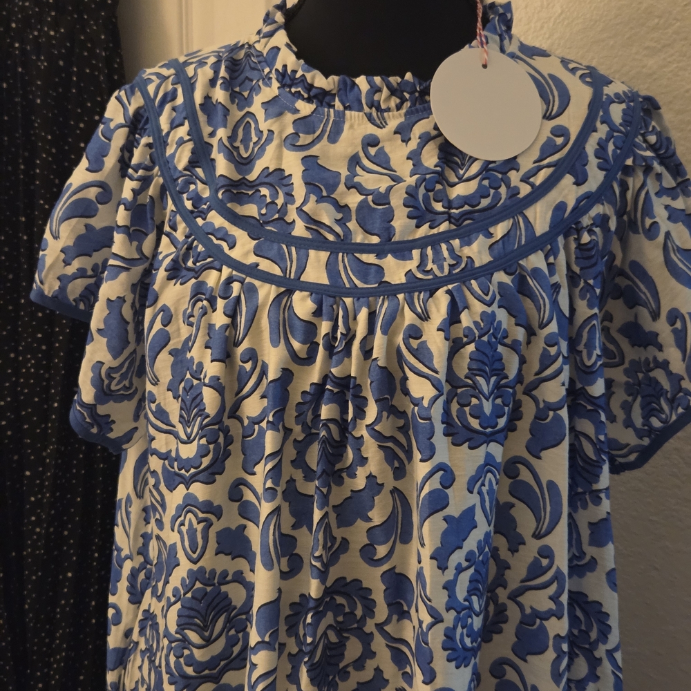 Umgee Blue and White Floral Mini Dress - Picture 1 of 5
